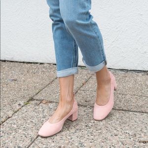 Everlane Day Heel in Pink Suede